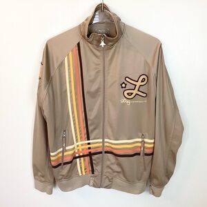 LRG Lifted Research Group Retro Style Full Zip Track Jacket - Tan - M
